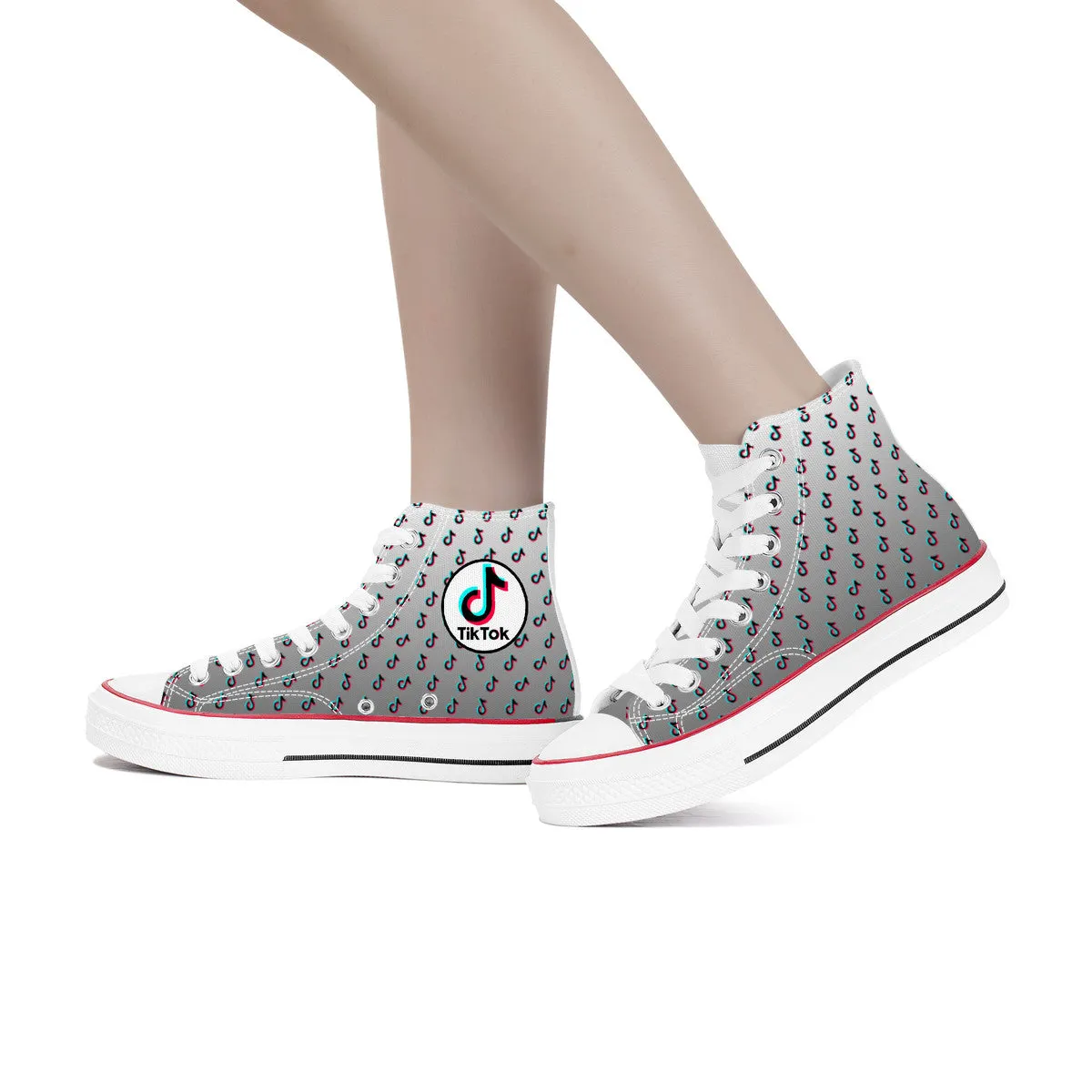 TikTok High Top Canvas Shoes - Gray TikTok sneakers