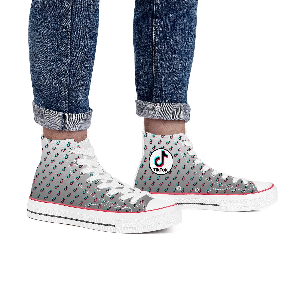 TikTok High Top Canvas Shoes - Gray TikTok sneakers