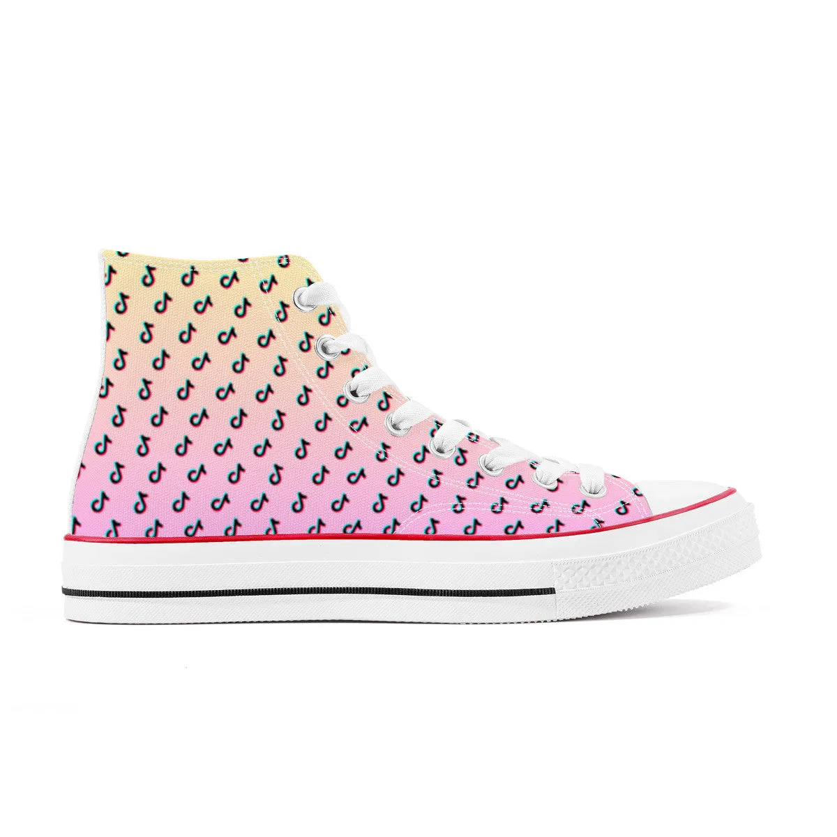 TikTok High Top Canvas Shoes - Pink and Yellow TikTok Sneakers
