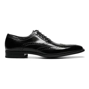 Tinsley Black Buffalo Leather Wingtip Oxfords by Stacy Adams