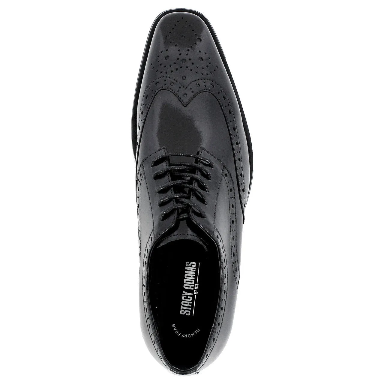 Tinsley Black Buffalo Leather Wingtip Oxfords by Stacy Adams