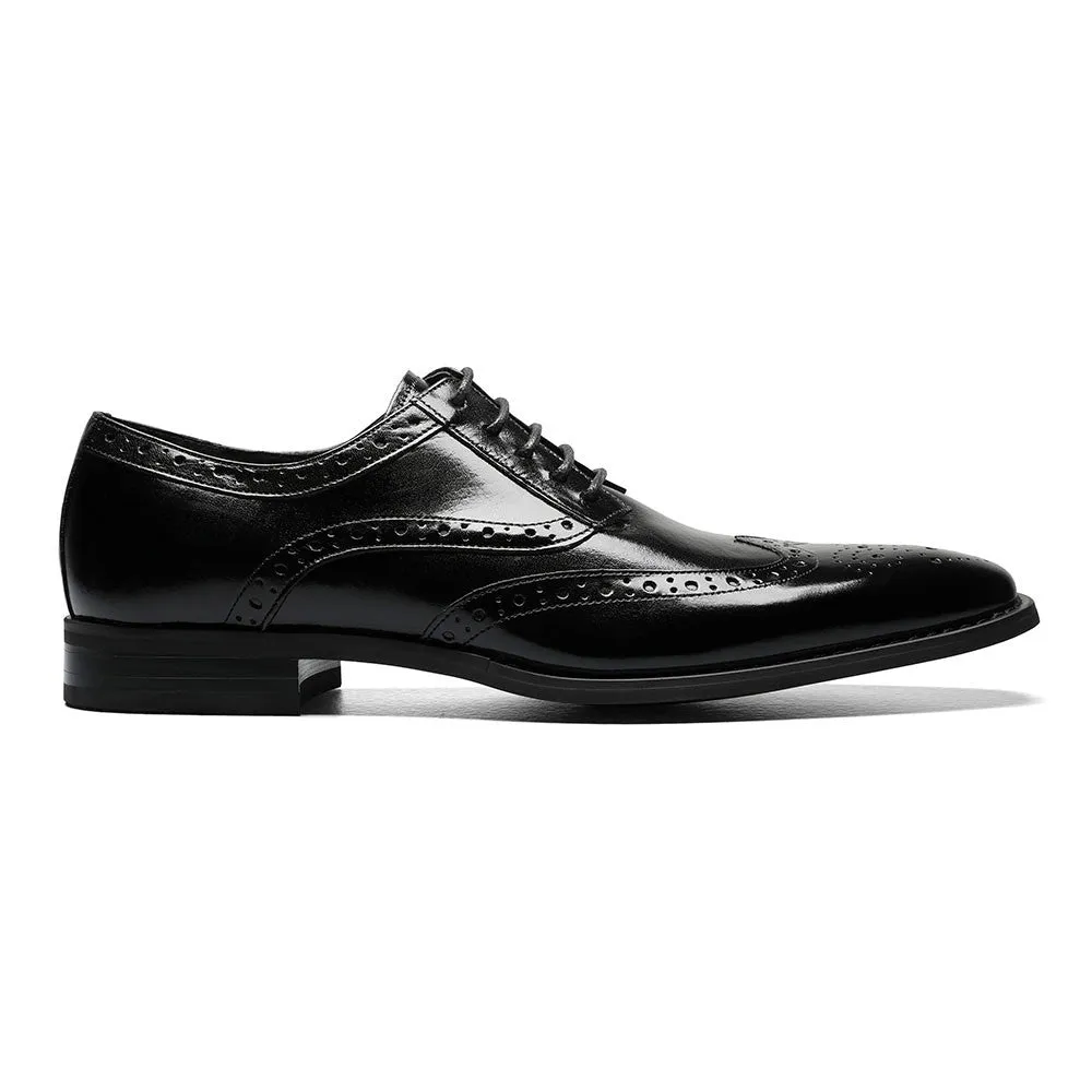 Tinsley Black Buffalo Leather Wingtip Oxfords by Stacy Adams