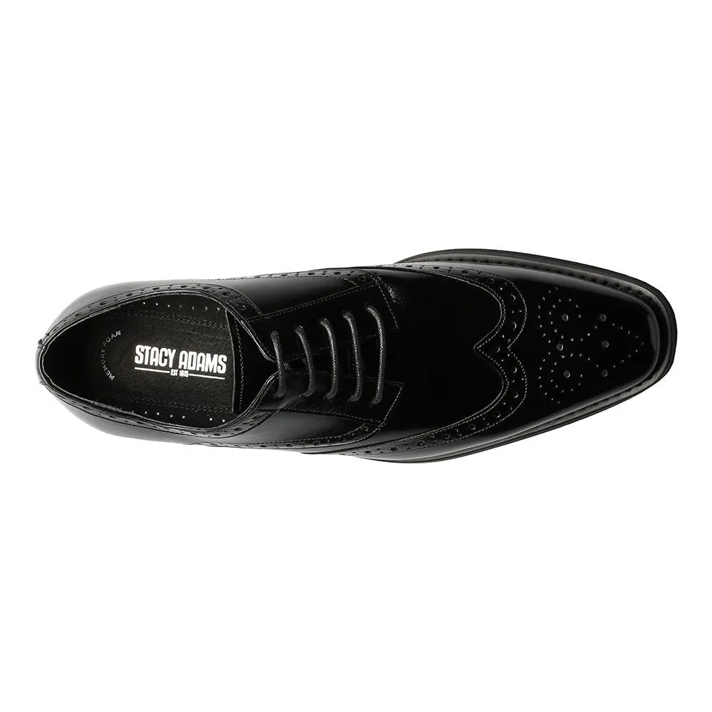 Tinsley Black Buffalo Leather Wingtip Oxfords by Stacy Adams