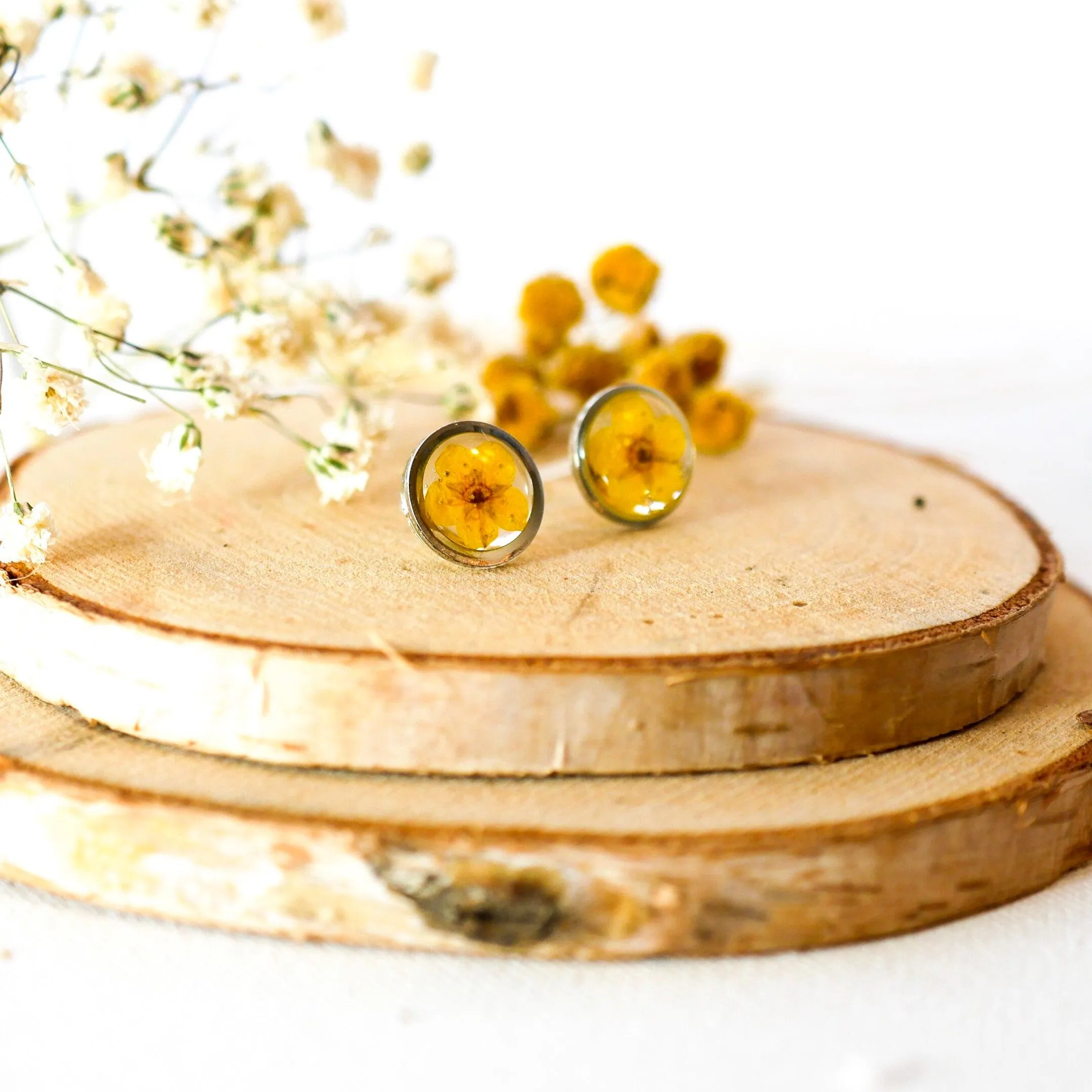 Tiny Yellow flower studs