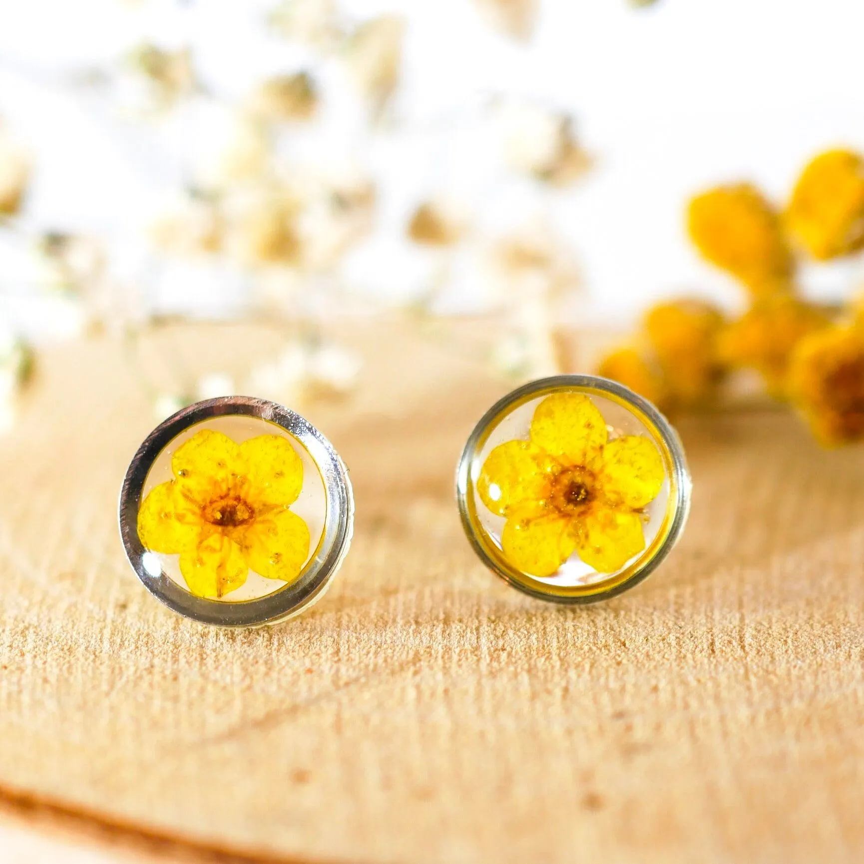 Tiny Yellow flower studs