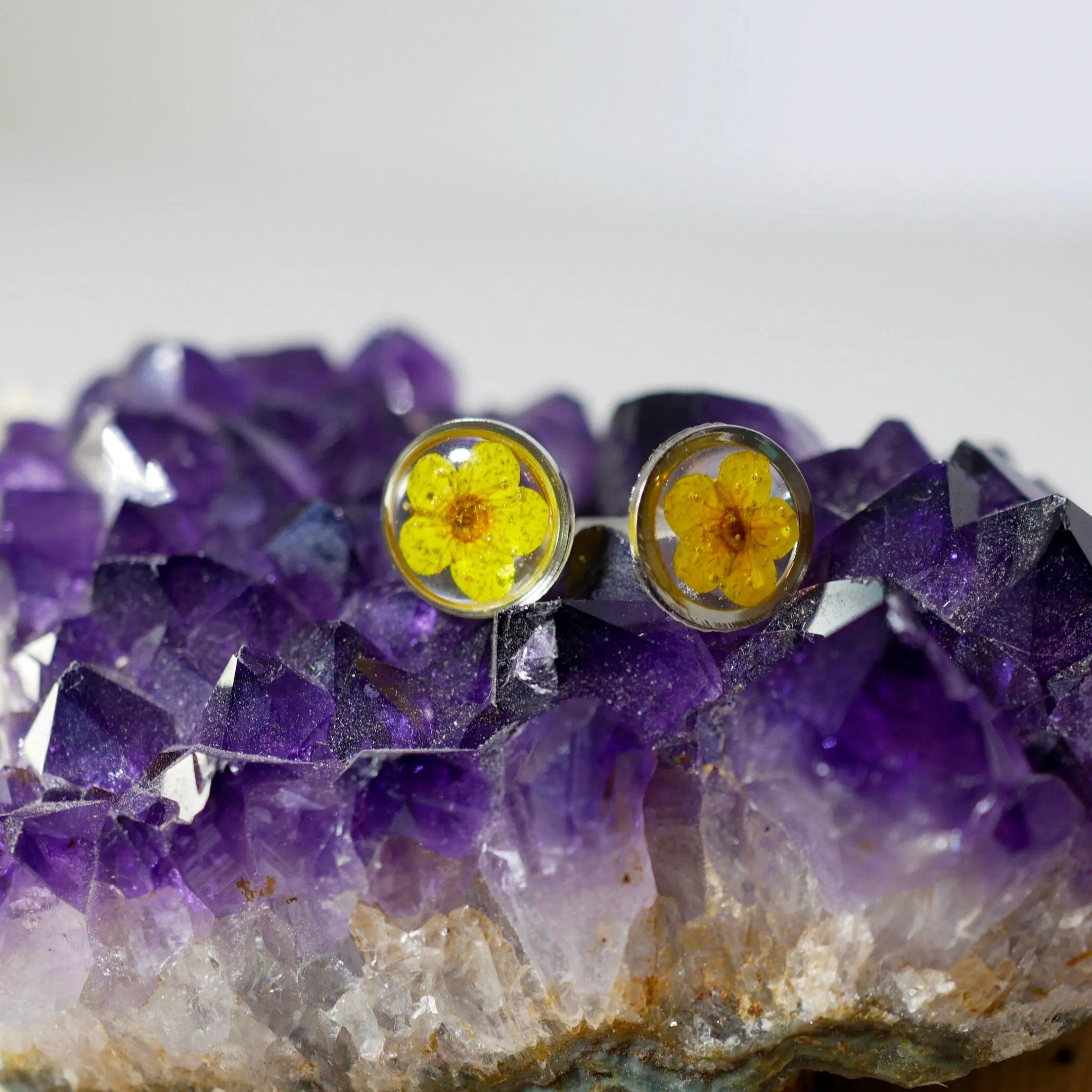 Tiny Yellow flower studs