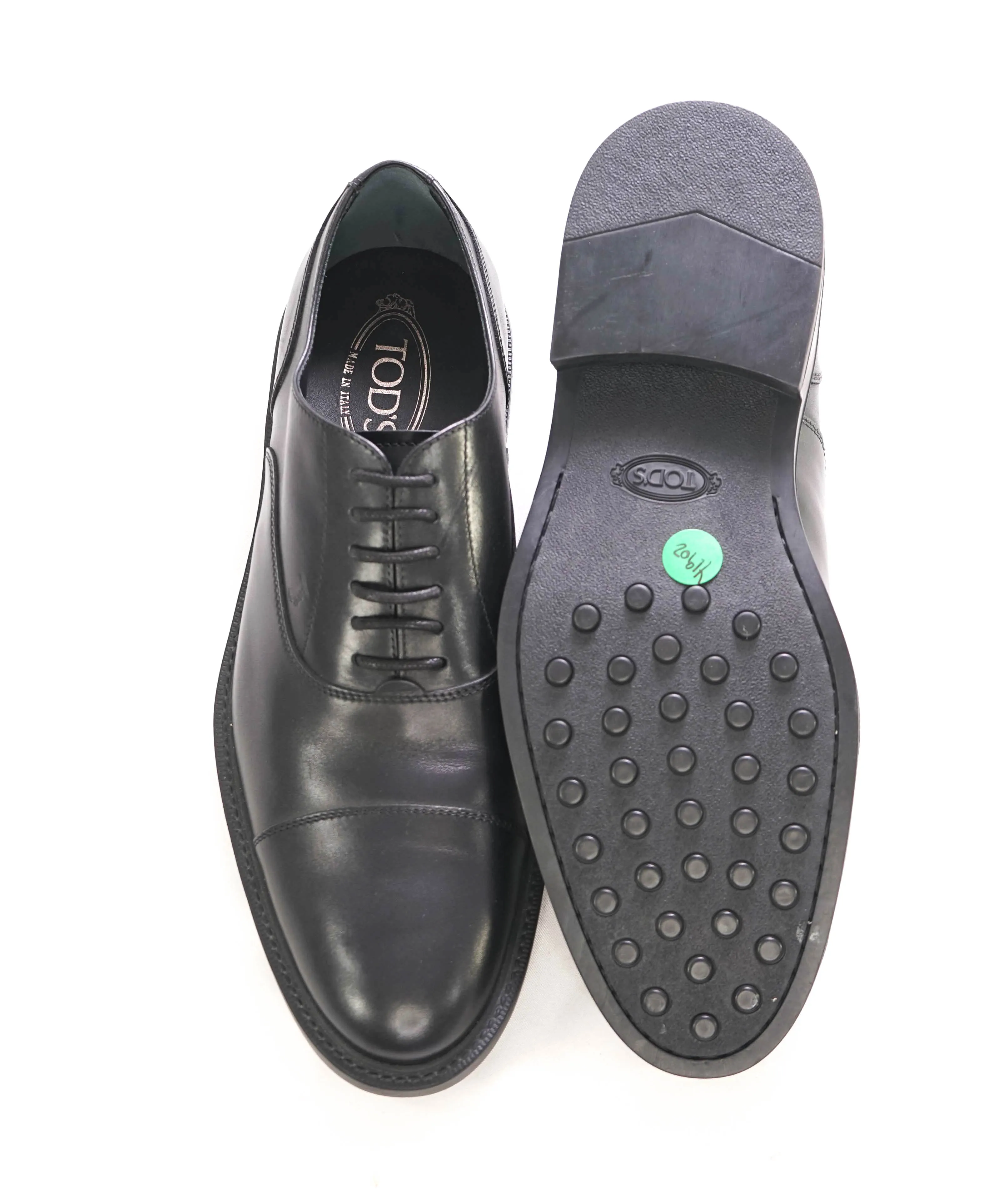 TOD’S - Solid Black Classic Cap Toe Lace-Up Oxfords - 10 US (9 IT)