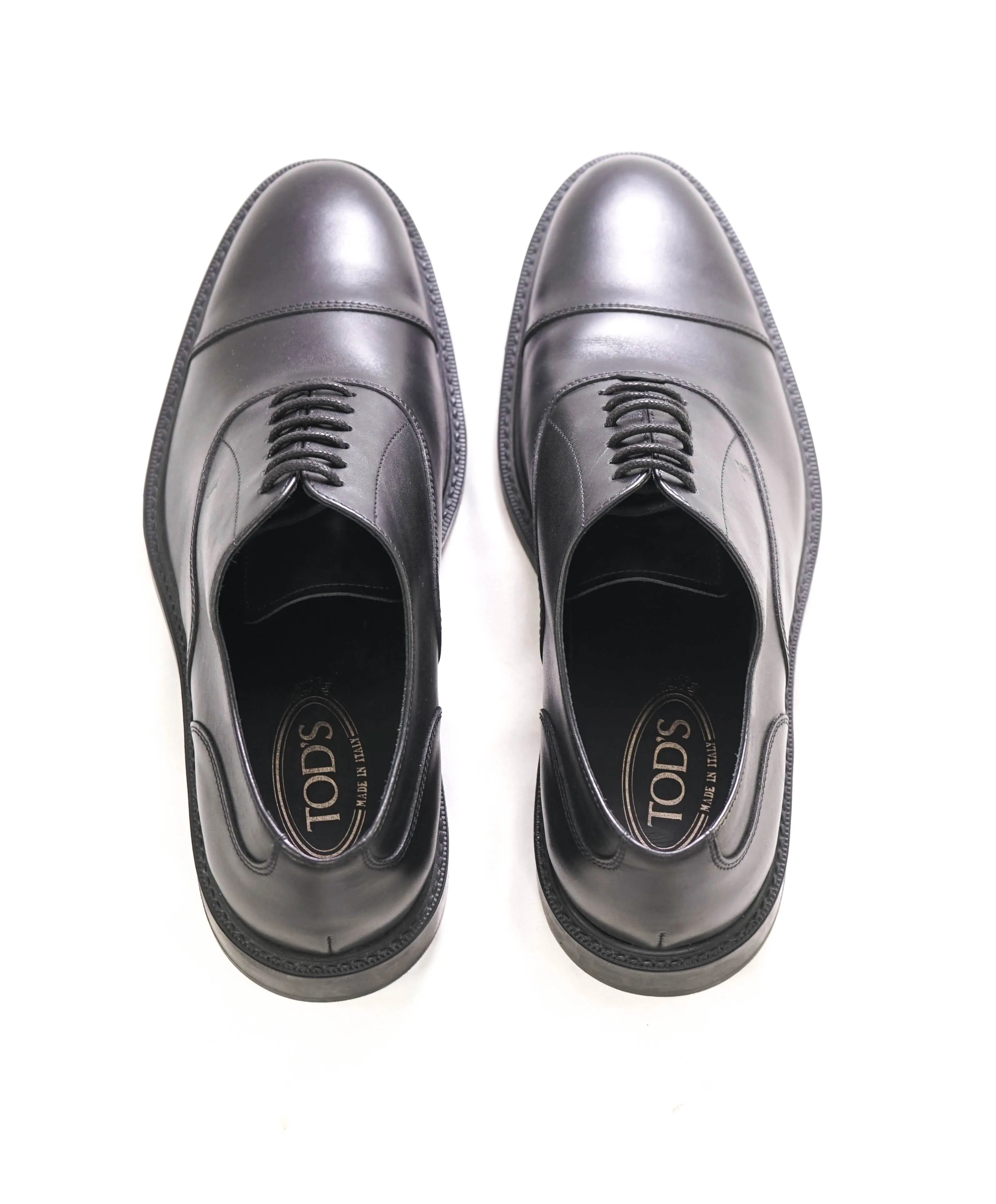TOD’S - Solid Black Classic Cap Toe Lace-Up Oxfords - 10 US (9 IT)