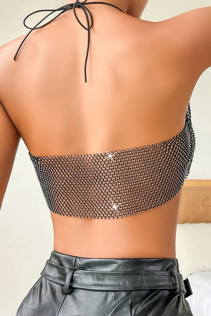 TQ3585 Fishnet Rhinestones Top