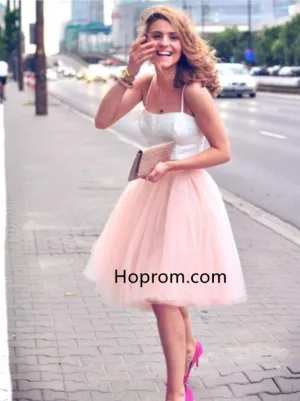 Tulle Short Homecoming Dress, Pink Two Pieces Homecoming Dress