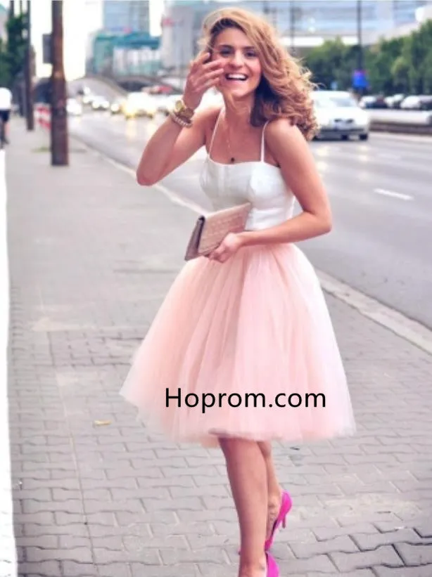 Tulle Short Homecoming Dress, Pink Two Pieces Homecoming Dress