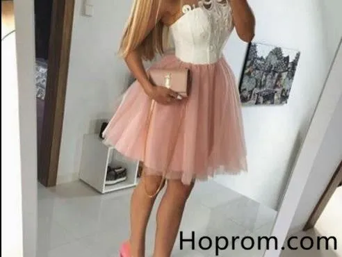 Tulle Strapless Homecoming Dress, Pink Short Homecoming Dress