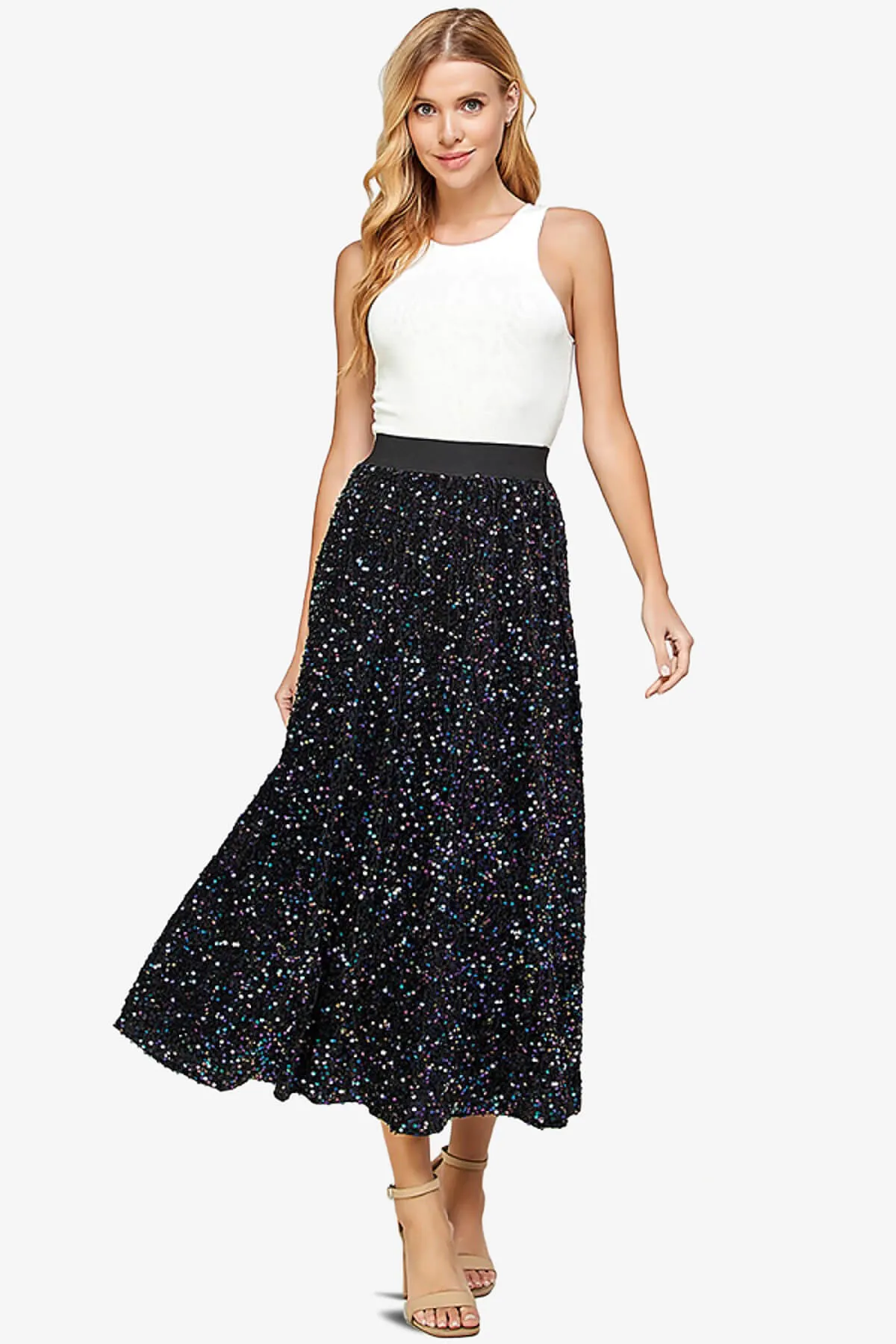 Ulyana Sequin A-Line Maxi Skirt