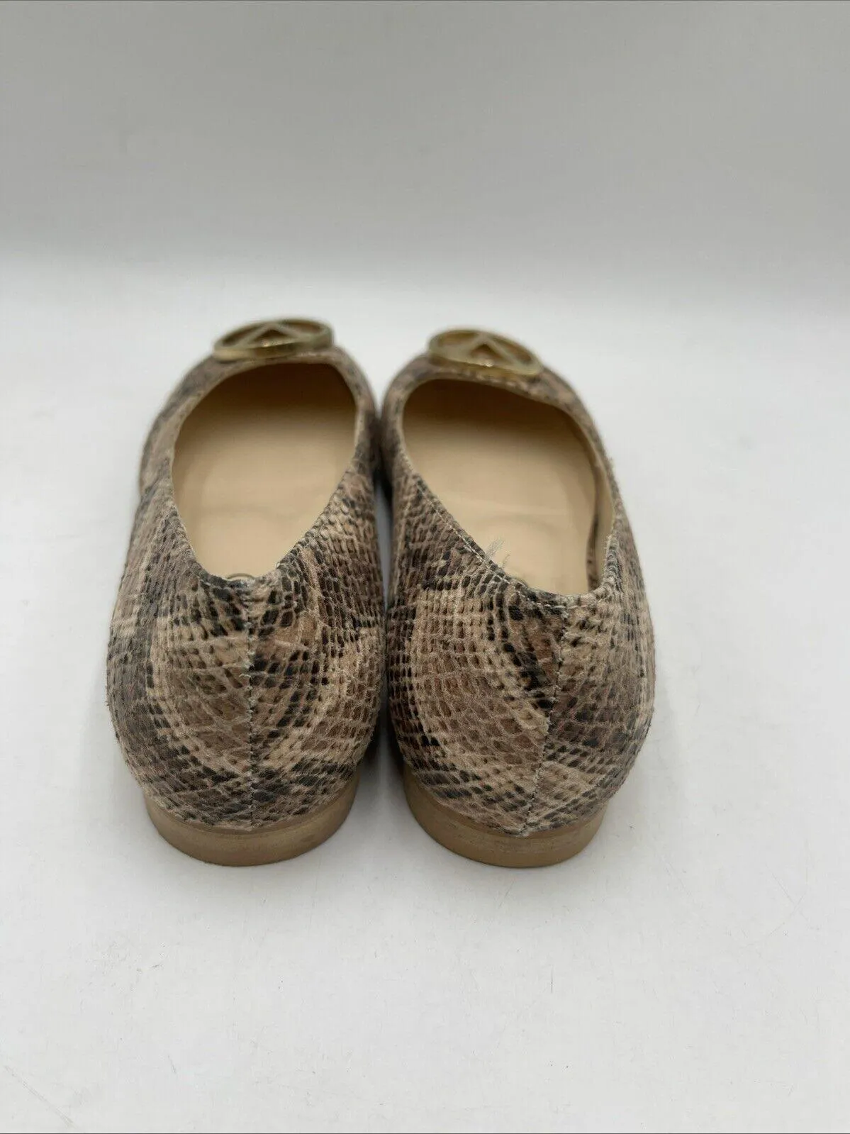Valentino By MARIO Snake Print Leather VLOGO Ballerina Flats Women's Size 7 - Very Good