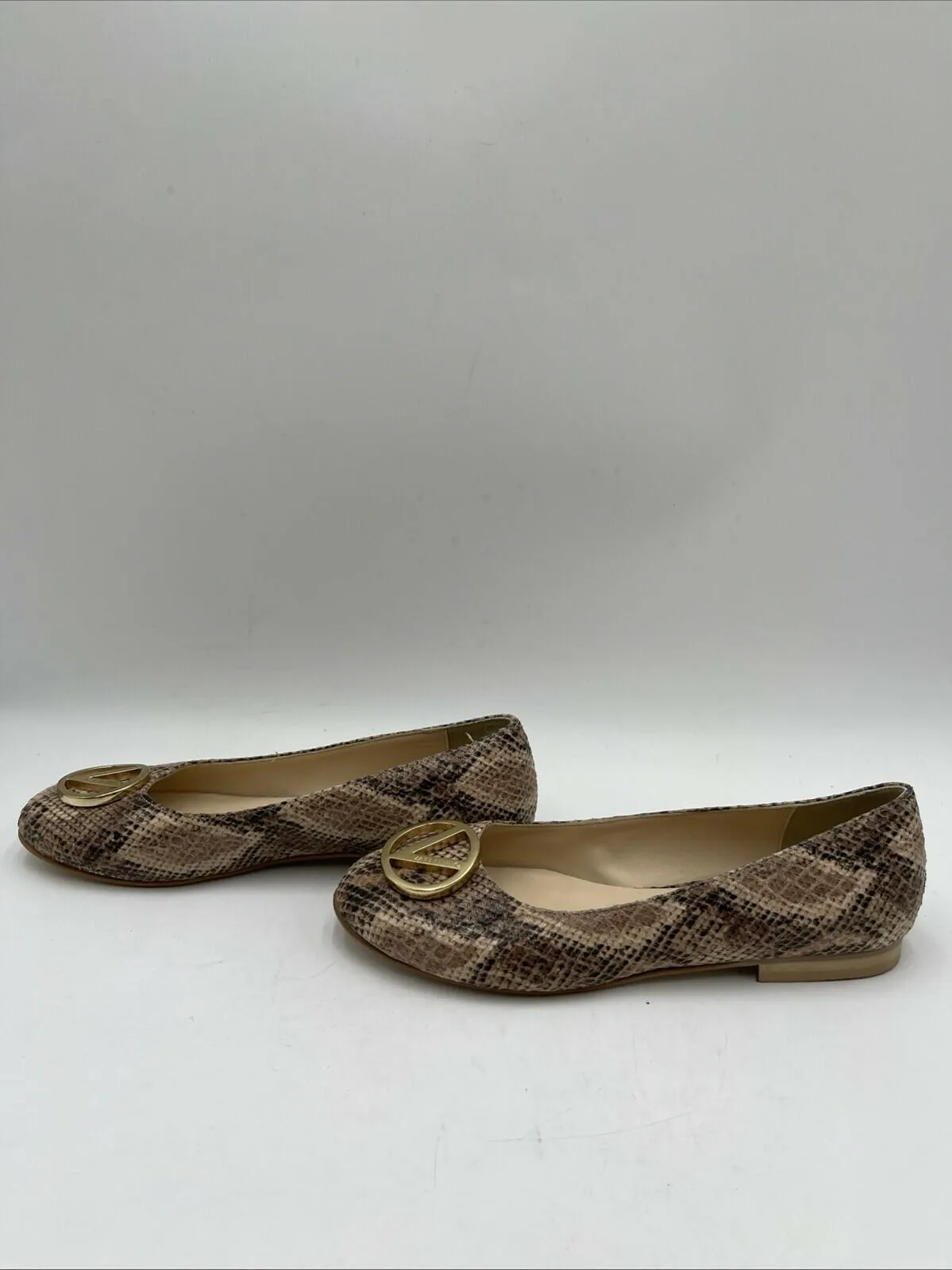 Valentino By MARIO Snake Print Leather VLOGO Ballerina Flats Women's Size 7 - Very Good