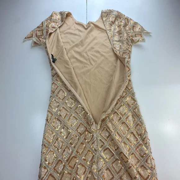Verty Gold Silver Sequins VintageInspired Dimond Shape Fringe Flapper Dress S/M?