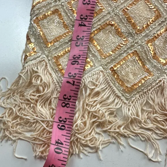 Verty Gold Silver Sequins VintageInspired Dimond Shape Fringe Flapper Dress S/M?
