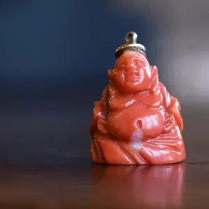 Victorian Carved Coral Budai Charm