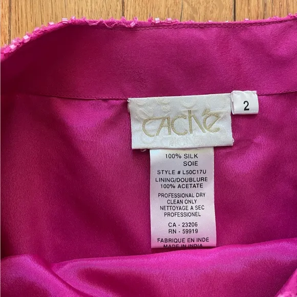 Vintage 90s CACHE hot pink beaded mini skirt