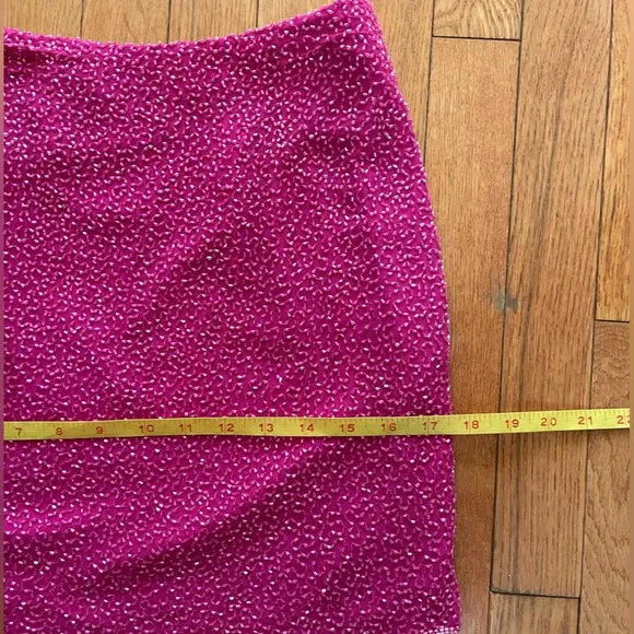 Vintage 90s CACHE hot pink beaded mini skirt