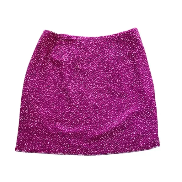 Vintage 90s CACHE hot pink beaded mini skirt