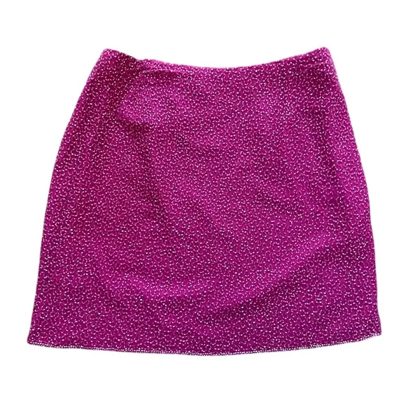 Vintage 90s CACHE hot pink beaded mini skirt