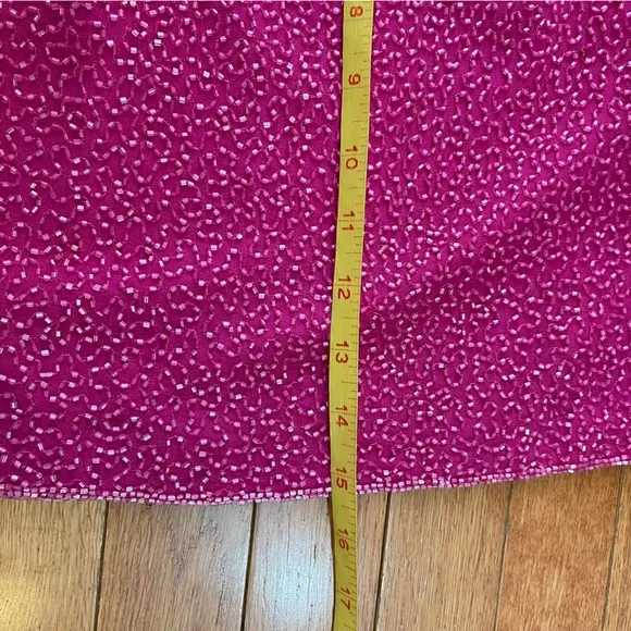 Vintage 90s CACHE hot pink beaded mini skirt
