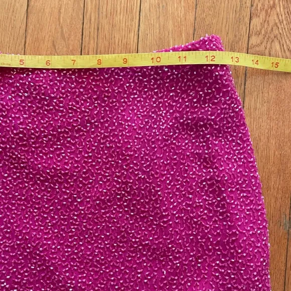 Vintage 90s CACHE hot pink beaded mini skirt