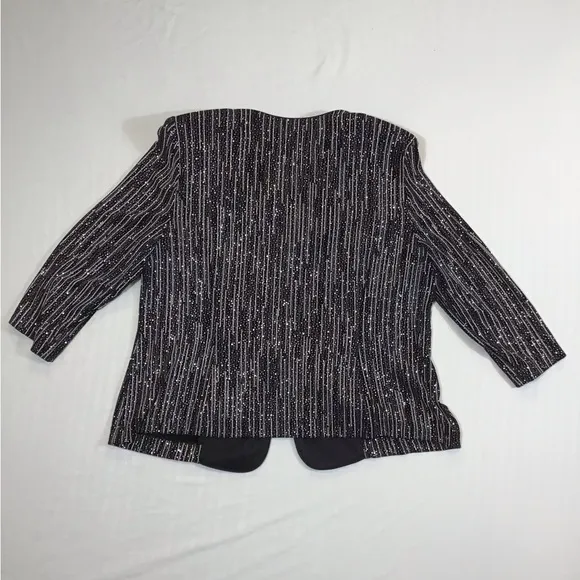 Vintage Alex Evenings Womens Blazer Size 1X Jacket Collarless Metallic Glitter