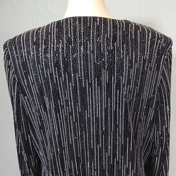 Vintage Alex Evenings Womens Blazer Size 1X Jacket Collarless Metallic Glitter