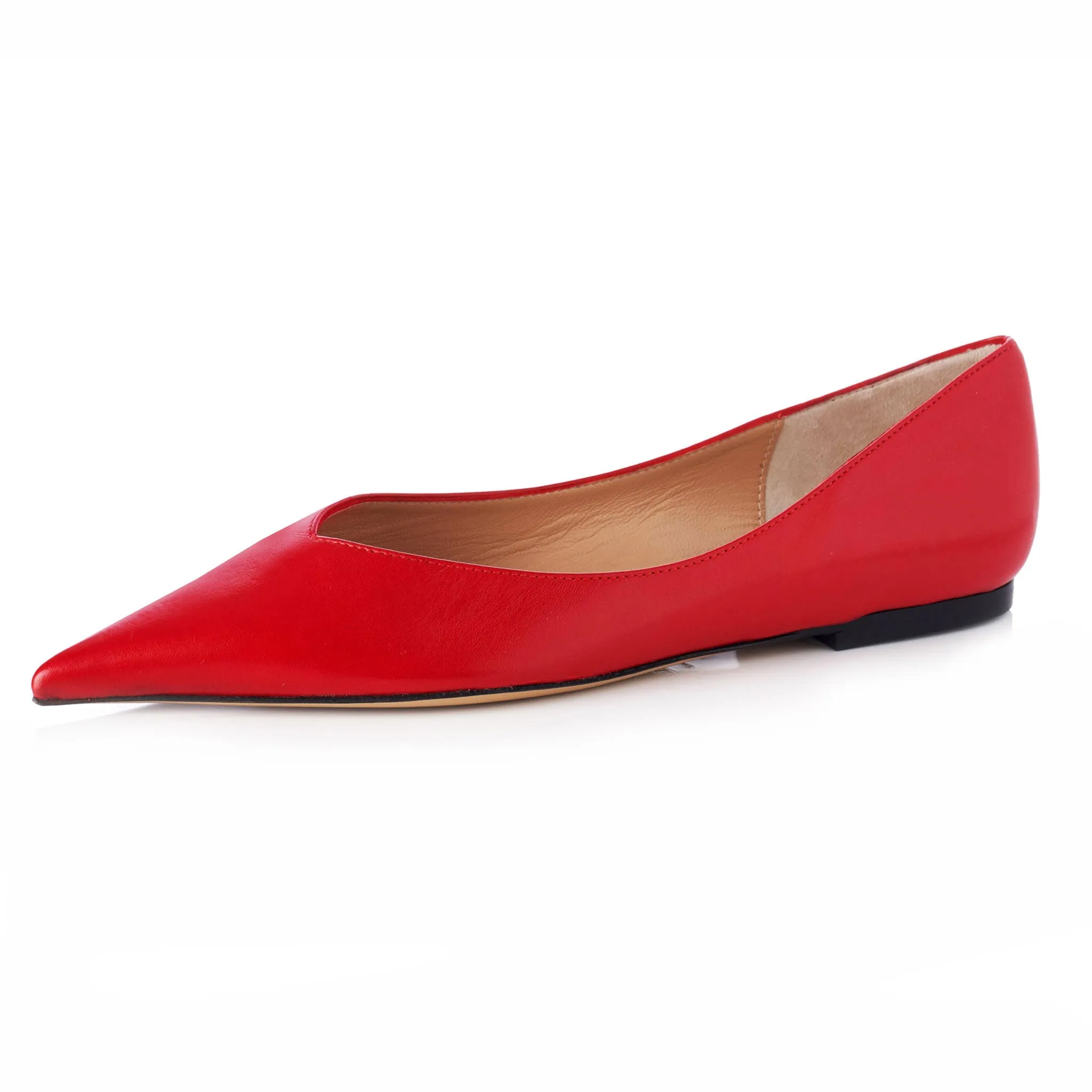 Vivienne Pointed Toe Flats in Red