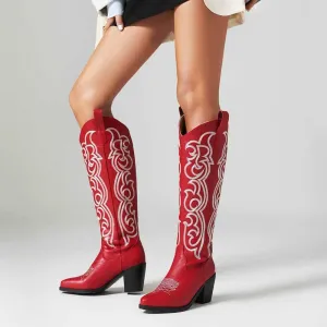Western Boots Cowgirl Boots with Classic Embroidery-Women
