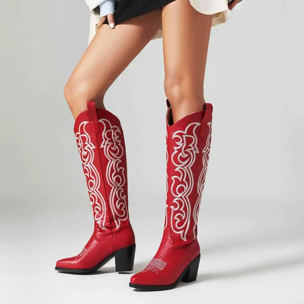 Western Boots Cowgirl Boots with Classic Embroidery-Women
