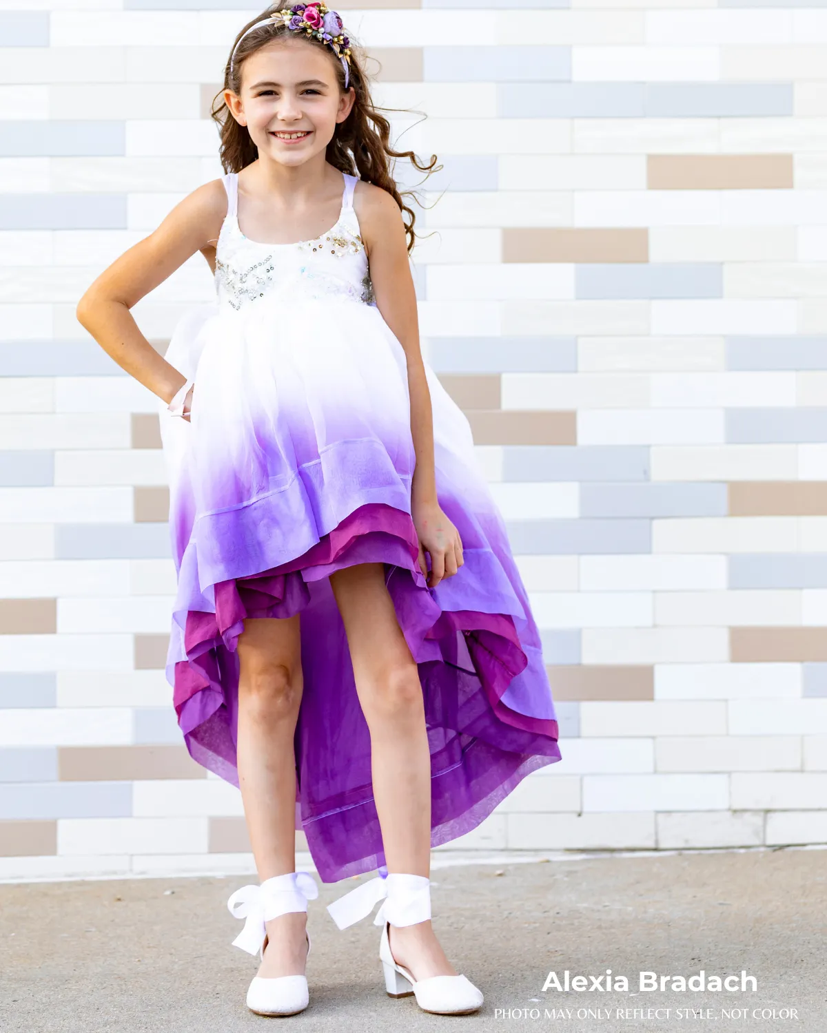 White Rock Glitter Kids Block Heel with Wrapped Satin Tie