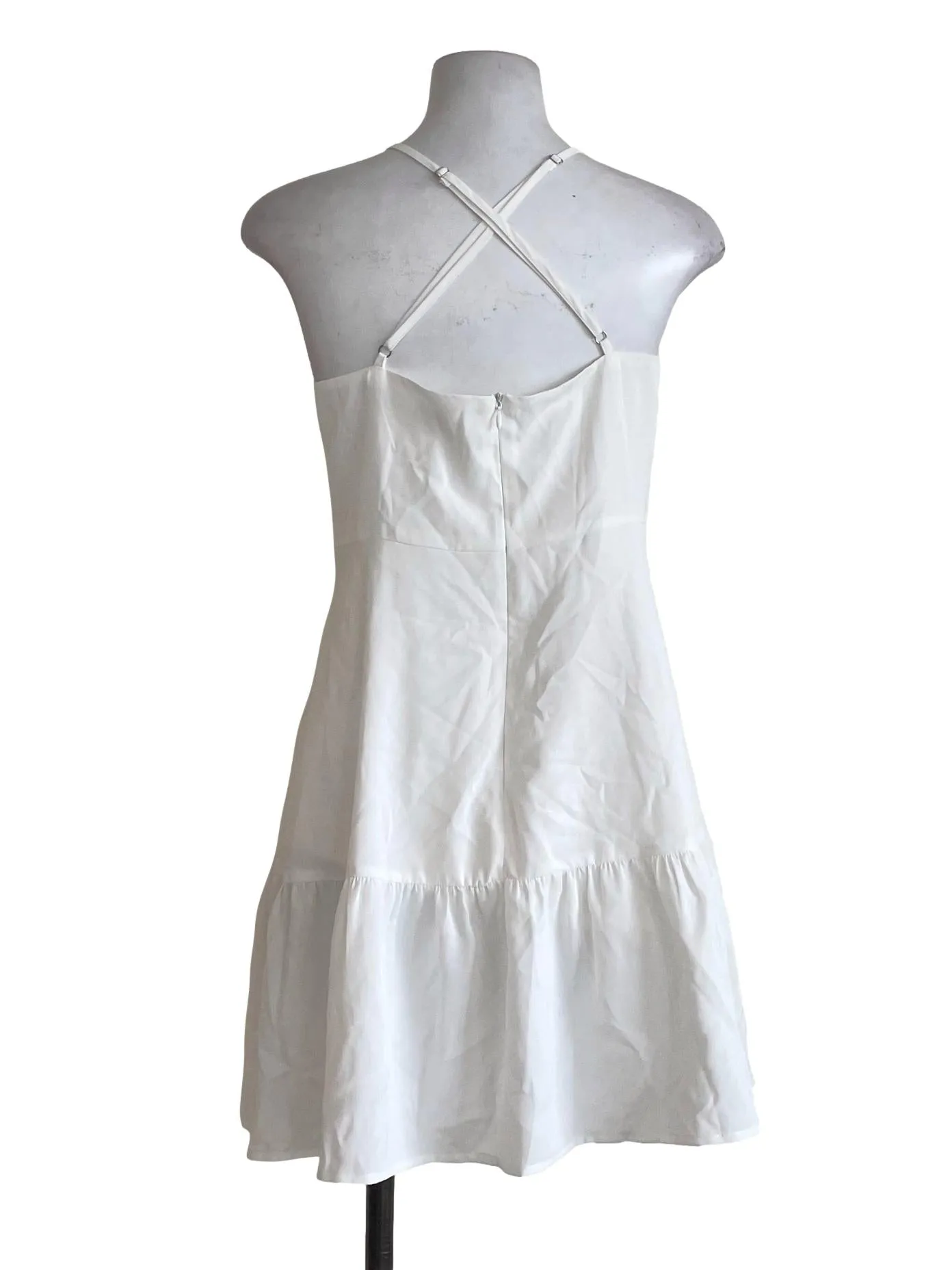 White Single Strap Plain Dress