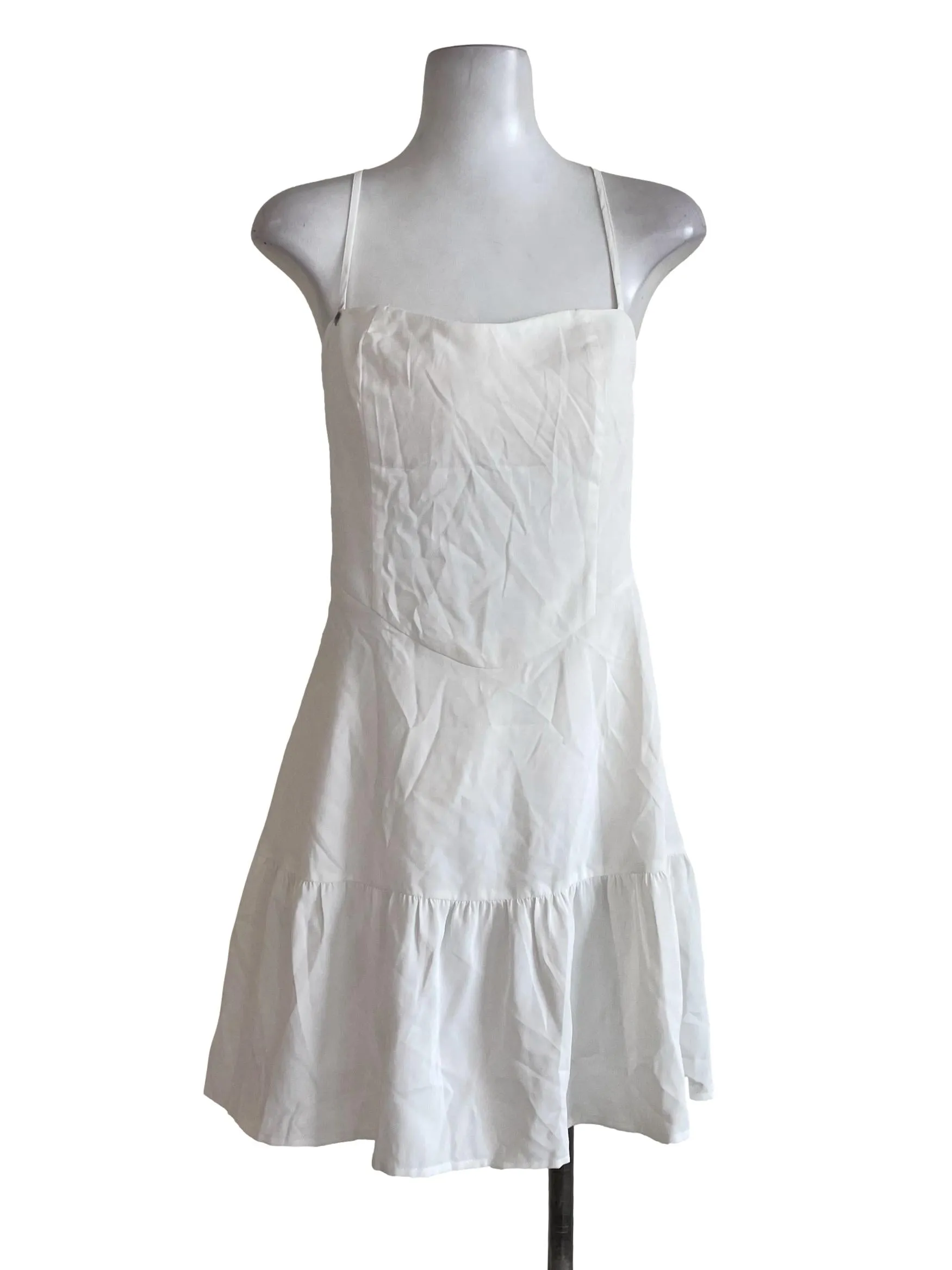 White Single Strap Plain Dress