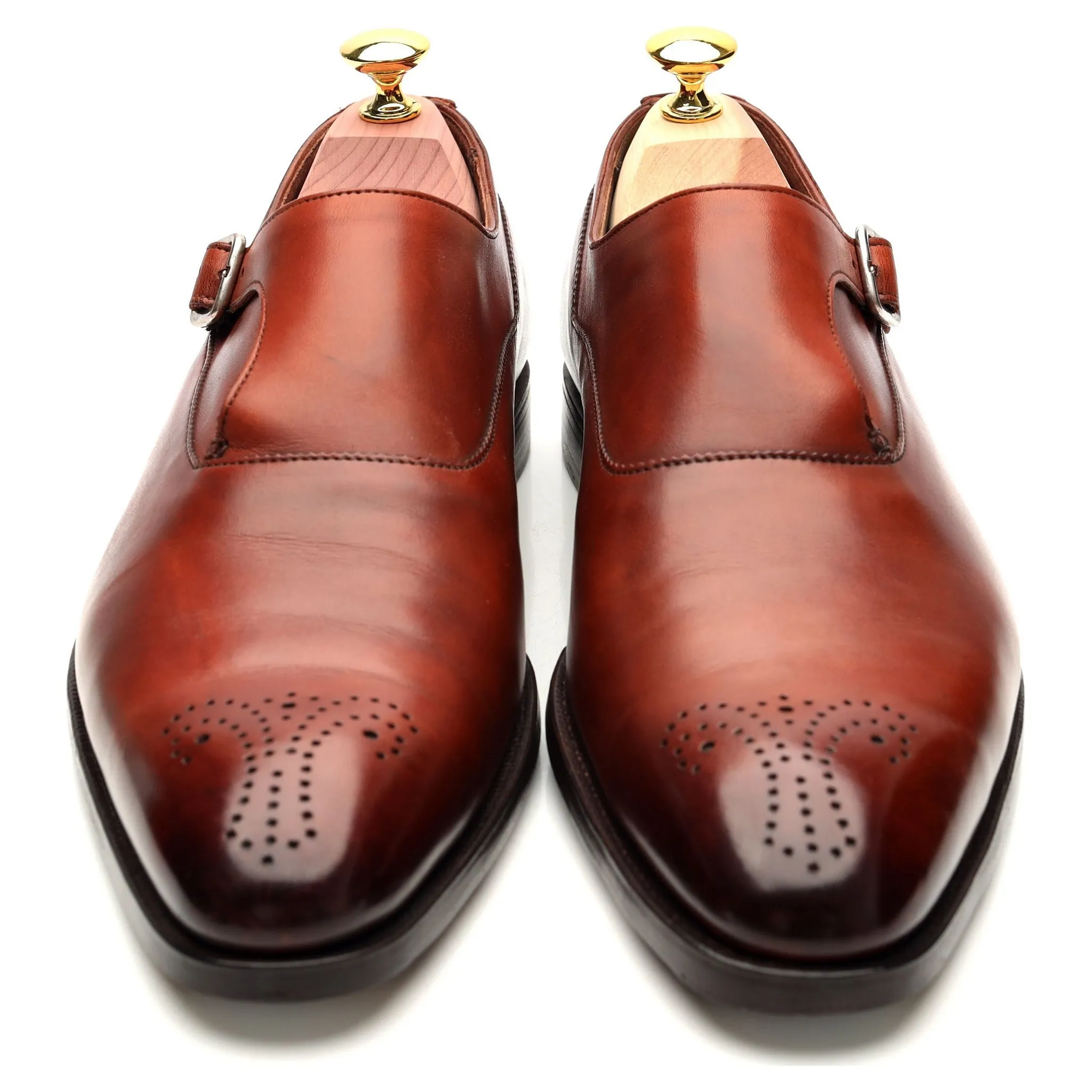 'Winston' Tan Brown Leather Monk Strap UK 7 E