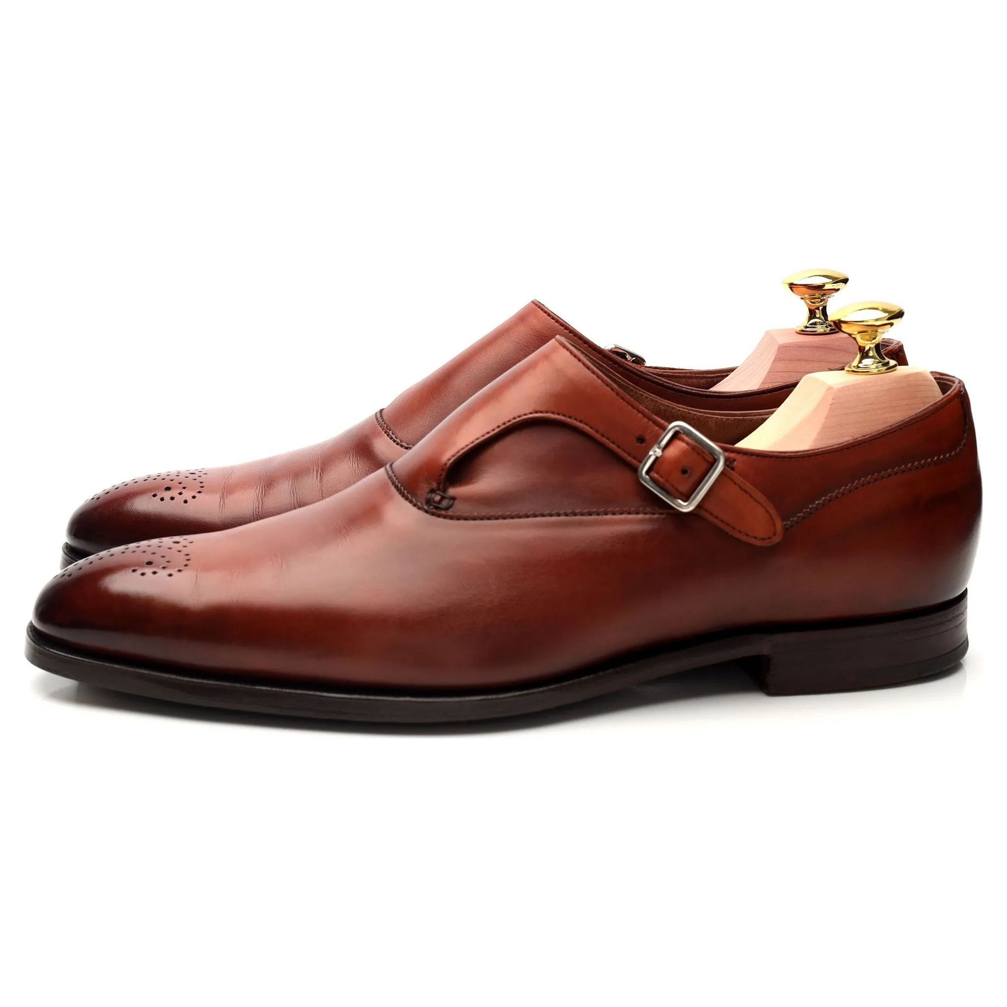 'Winston' Tan Brown Leather Monk Strap UK 7 E