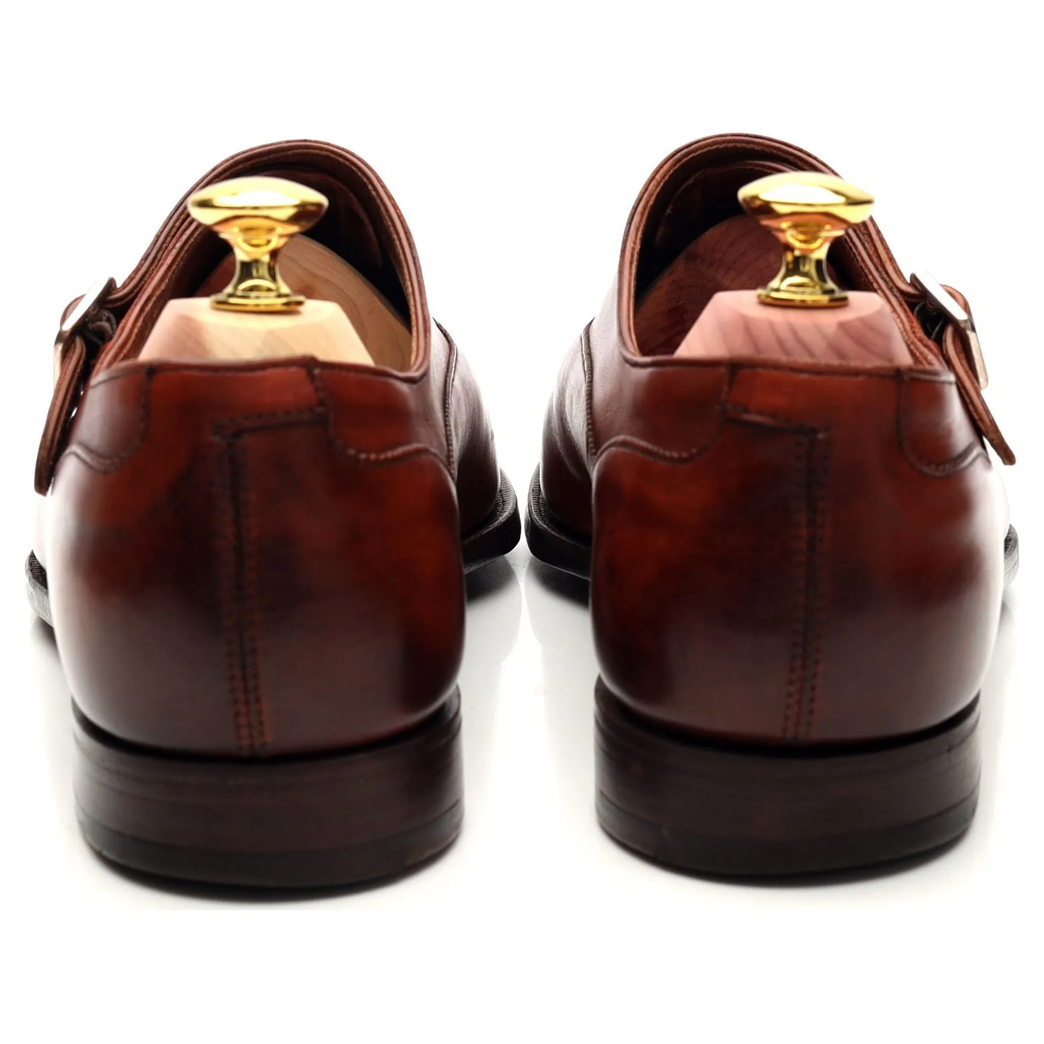 'Winston' Tan Brown Leather Monk Strap UK 7 E