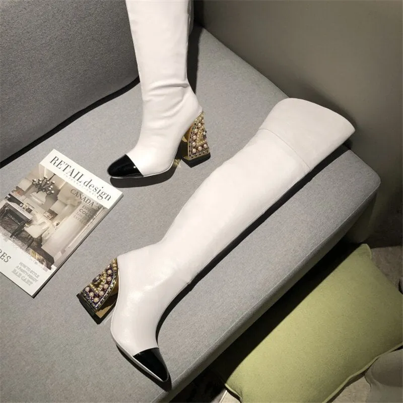 Women Catwalk Style With Pearl Large Size Shoes