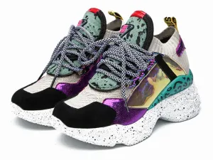 Women Chunky Sneakers Knit Thick Soled Increased Women's Sneaker  Breathable Woman Shoes Lady Footwear Plus Size