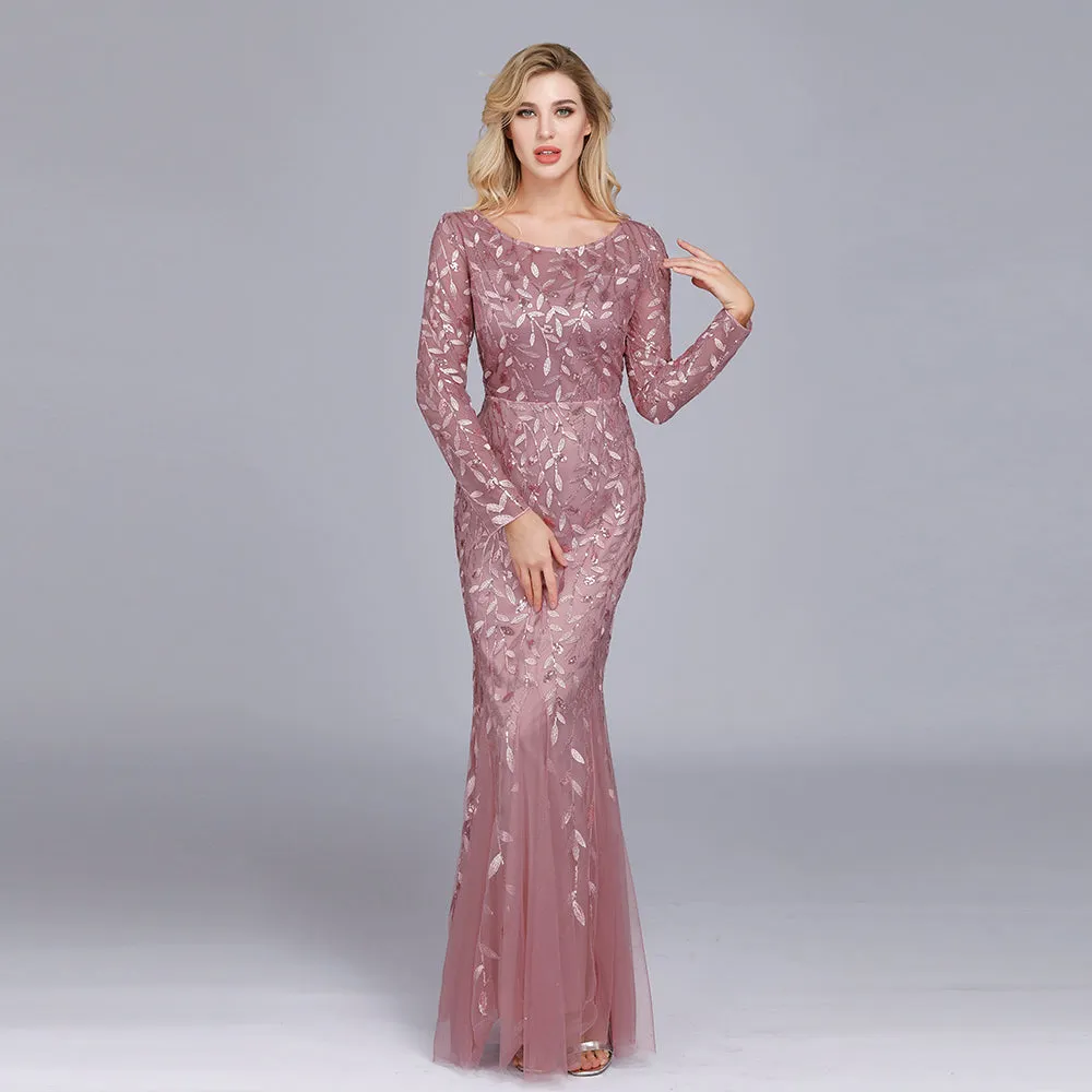 Women Evening Dresses Mermaid Lace Appliques Tulle Long Party Dress