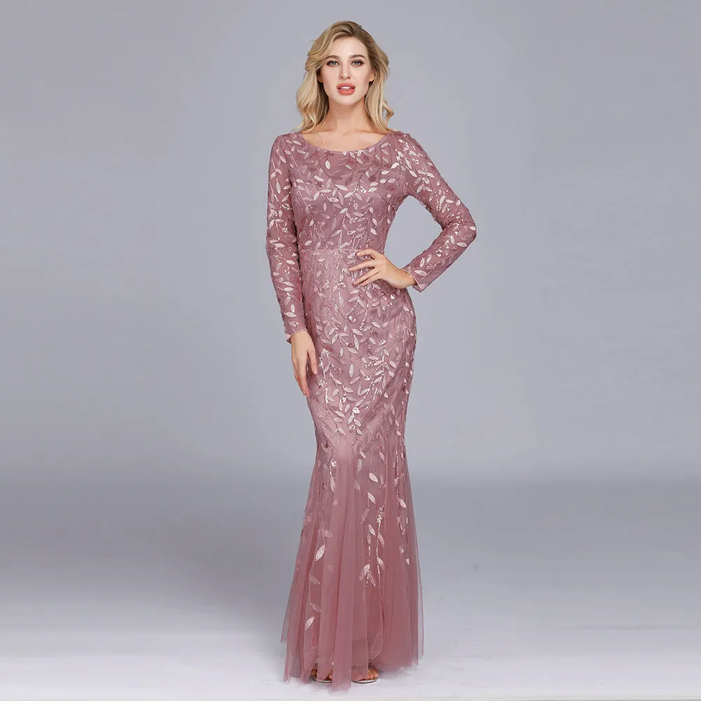Women Evening Dresses Mermaid Lace Appliques Tulle Long Party Dress