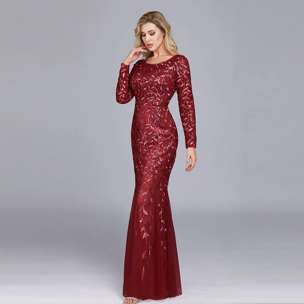 Women Evening Dresses Mermaid Lace Appliques Tulle Long Party Dress