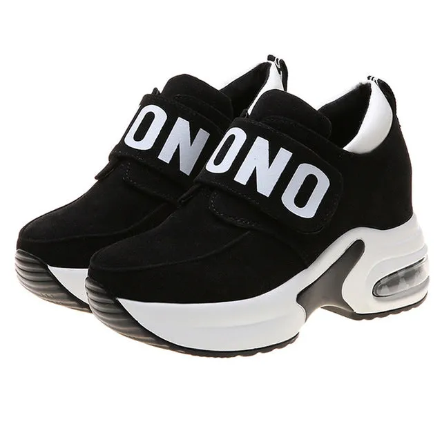 Women Fashion Casual Flock Slip-On Thick Platform Sport Sneakers Wedges Shoes women sneakers femme sneakers women 9.18