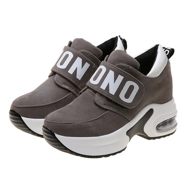 Women Fashion Casual Flock Slip-On Thick Platform Sport Sneakers Wedges Shoes women sneakers femme sneakers women 9.18