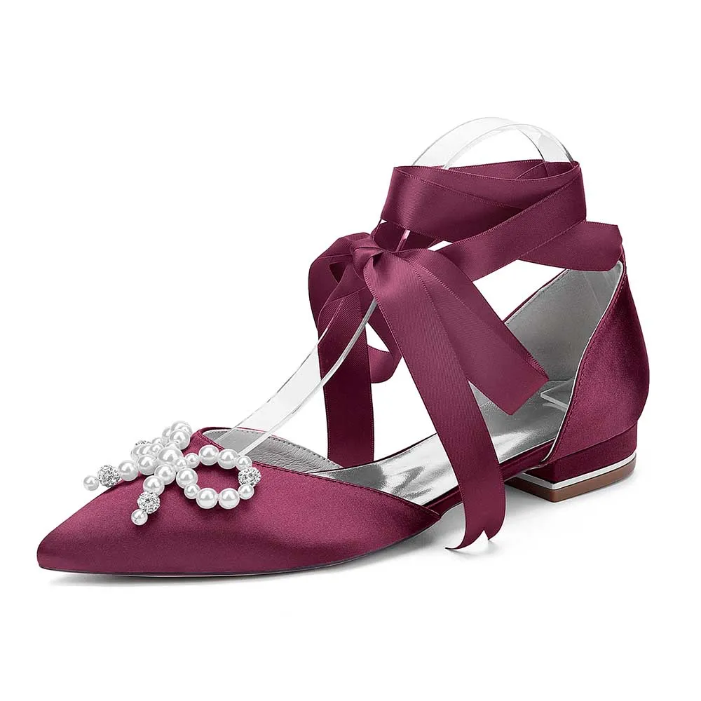 Women Flat Shoes Ankle Strap With Bow Tie Bridal Sandals With Preals Wedding Flats