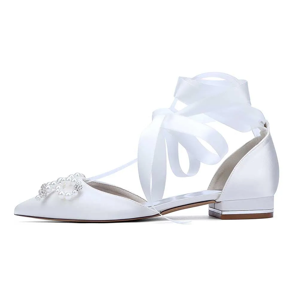 Women Flat Shoes Ankle Strap With Bow Tie Bridal Sandals With Preals Wedding Flats