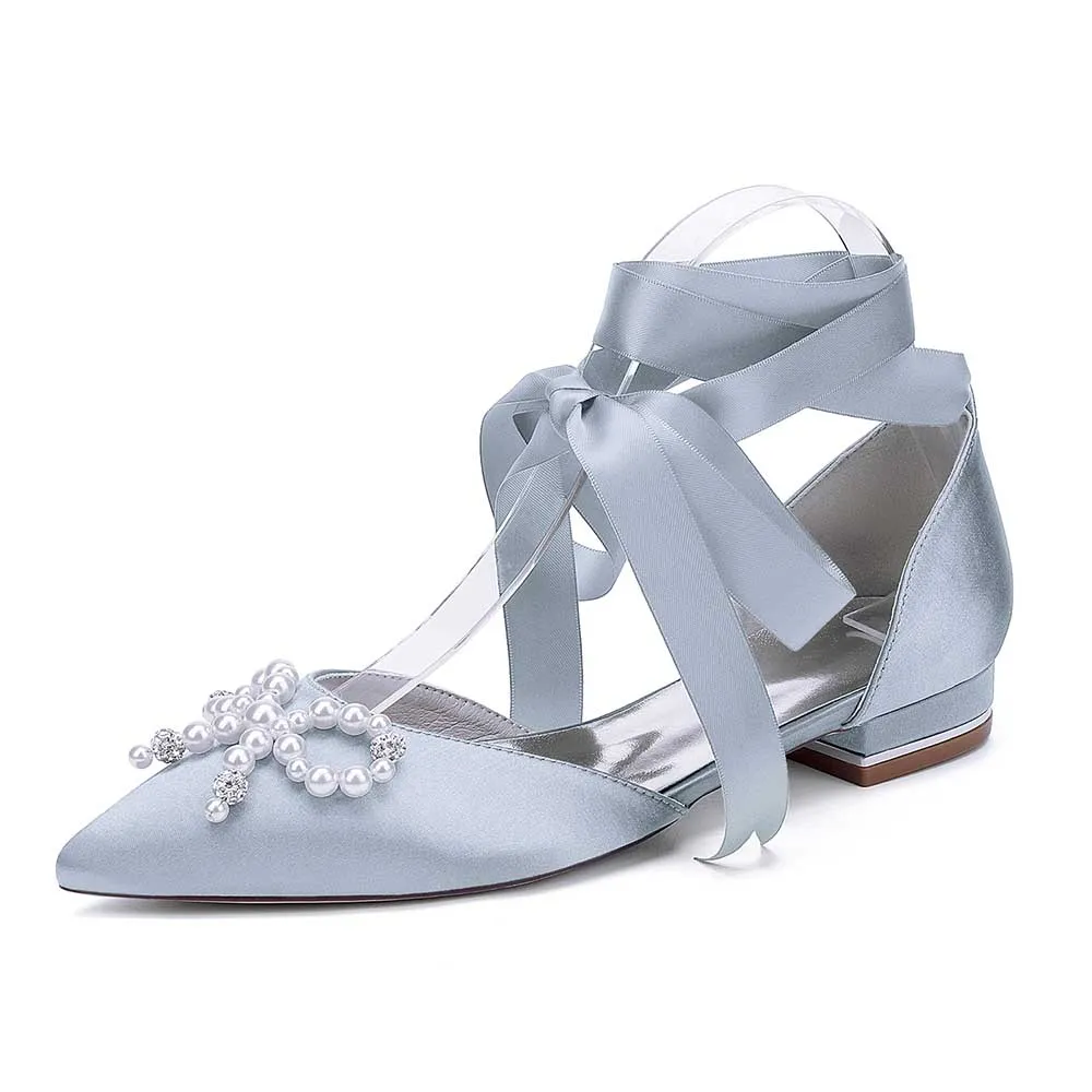 Women Flat Shoes Ankle Strap With Bow Tie Bridal Sandals With Preals Wedding Flats