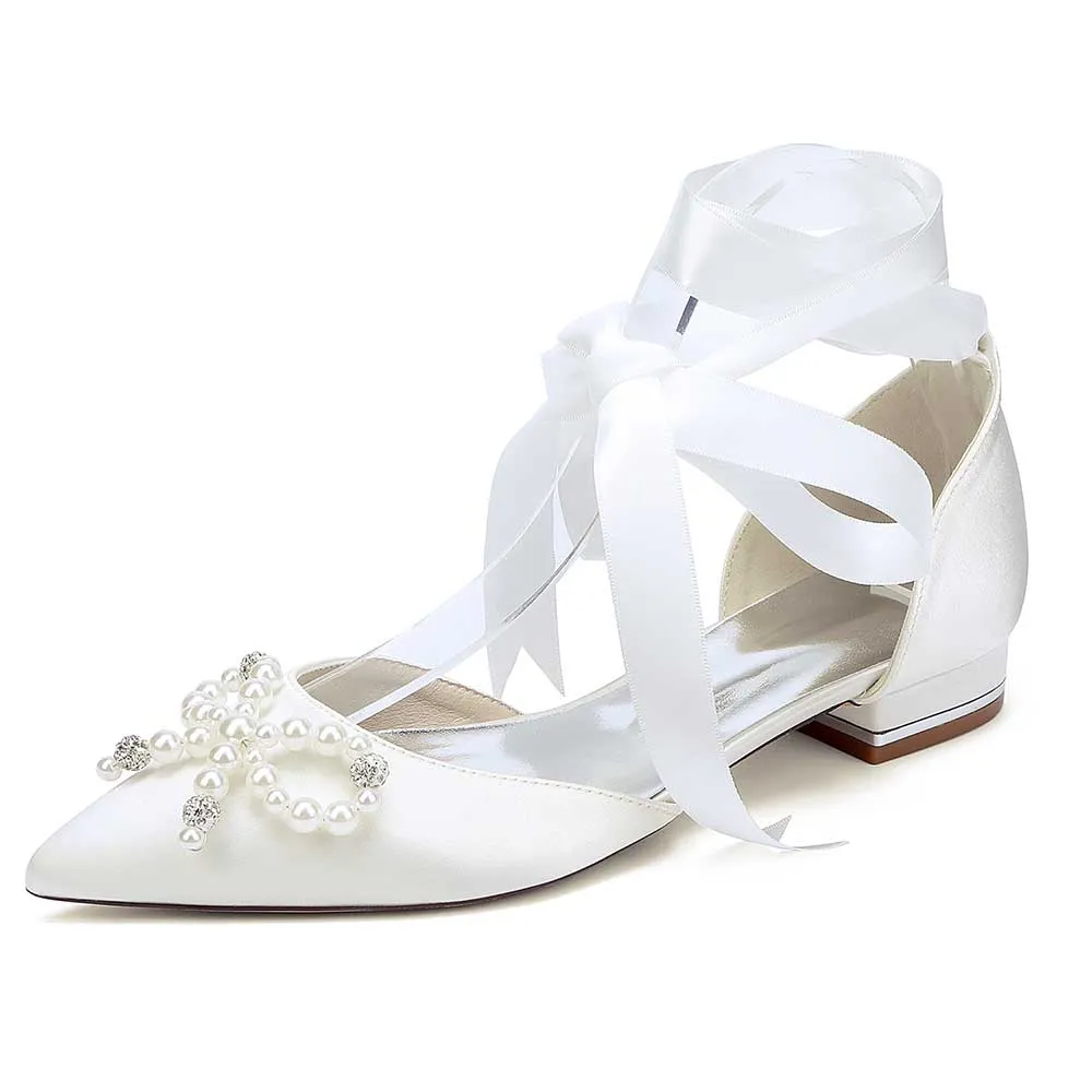 Women Flat Shoes Ankle Strap With Bow Tie Bridal Sandals With Preals Wedding Flats